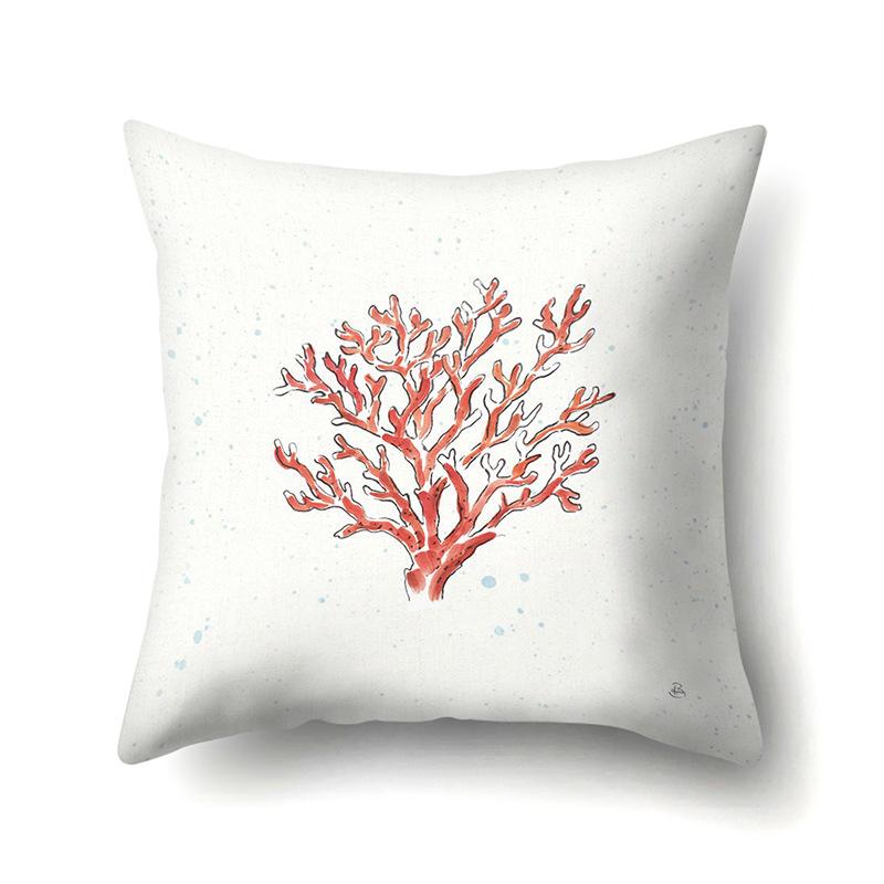 Polyester Pillowcase Peach Leather Velvet Cushion Cover Marine Life Seahorse Octopus Printed Pillow Bedside Cushion Cover