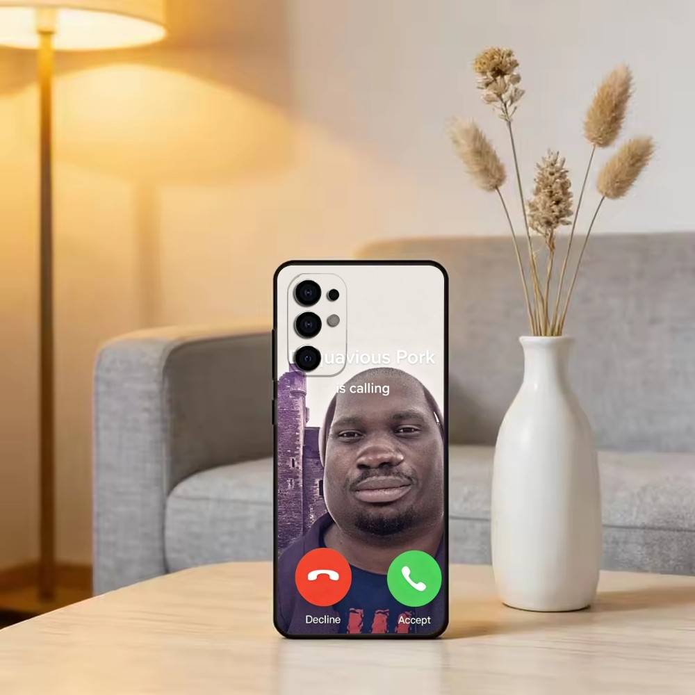 

Funny J-John Pork is Calling Phone Case For Samsung S25,S24,S21,S22,S23,S30,Ultra,S20,Plus,Fe,Lite,Note,10,Black Cover Samsung S21Ultra