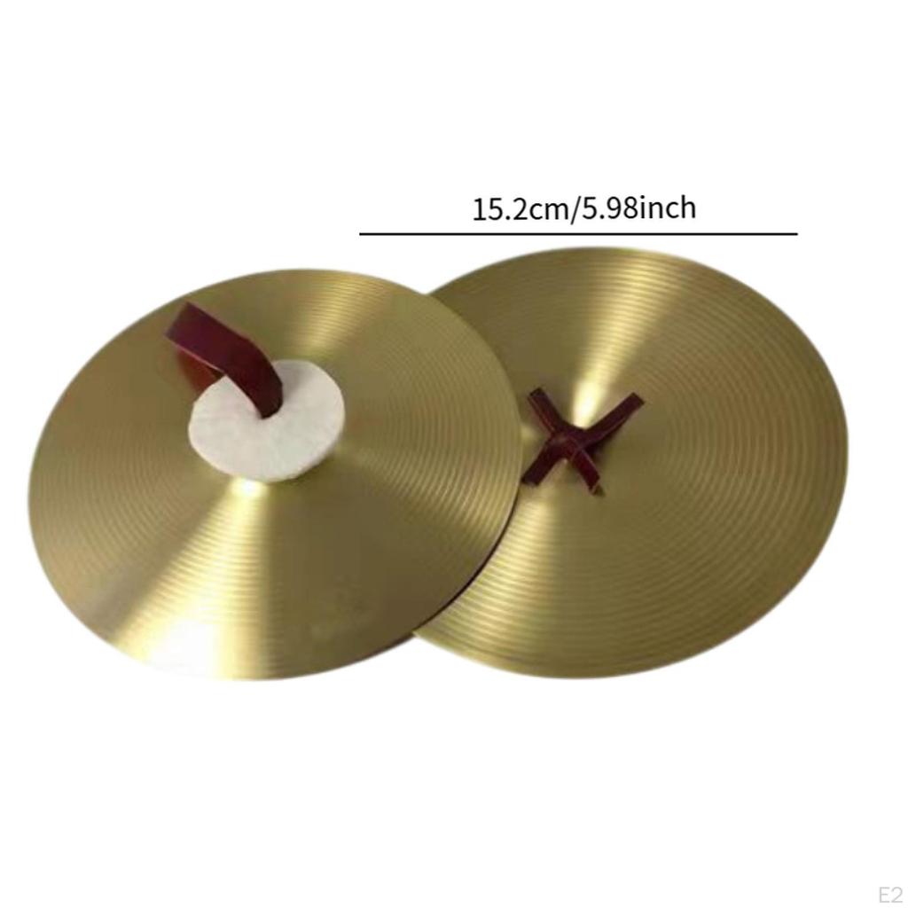 2 Pieces Crash Cymbals Musical Instrument for Drum Set Sturdy Traditional Hand Cymbal Alloy