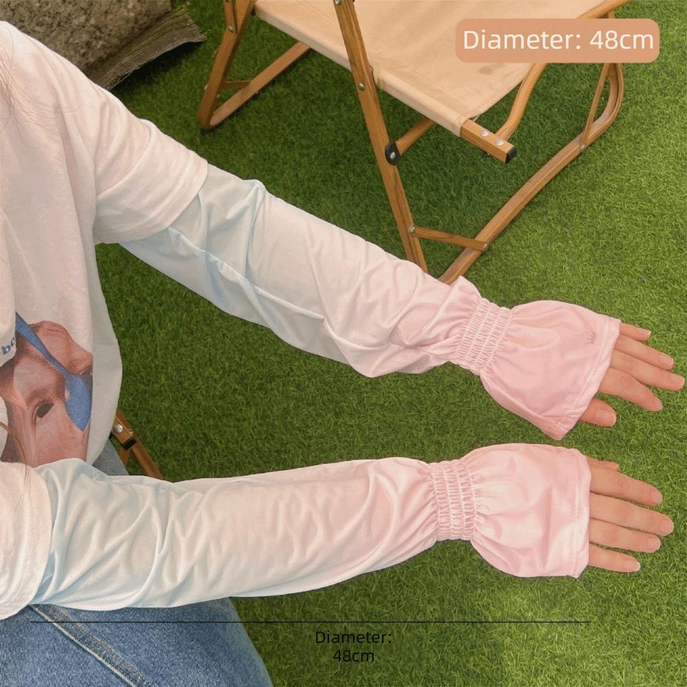 

Gradient Color Ice Silk Arm Sleeves Loose Fit Breathable Sun Protection Arm Sleeves Elastic Long Sleeve Fingerless Arm Sleeves