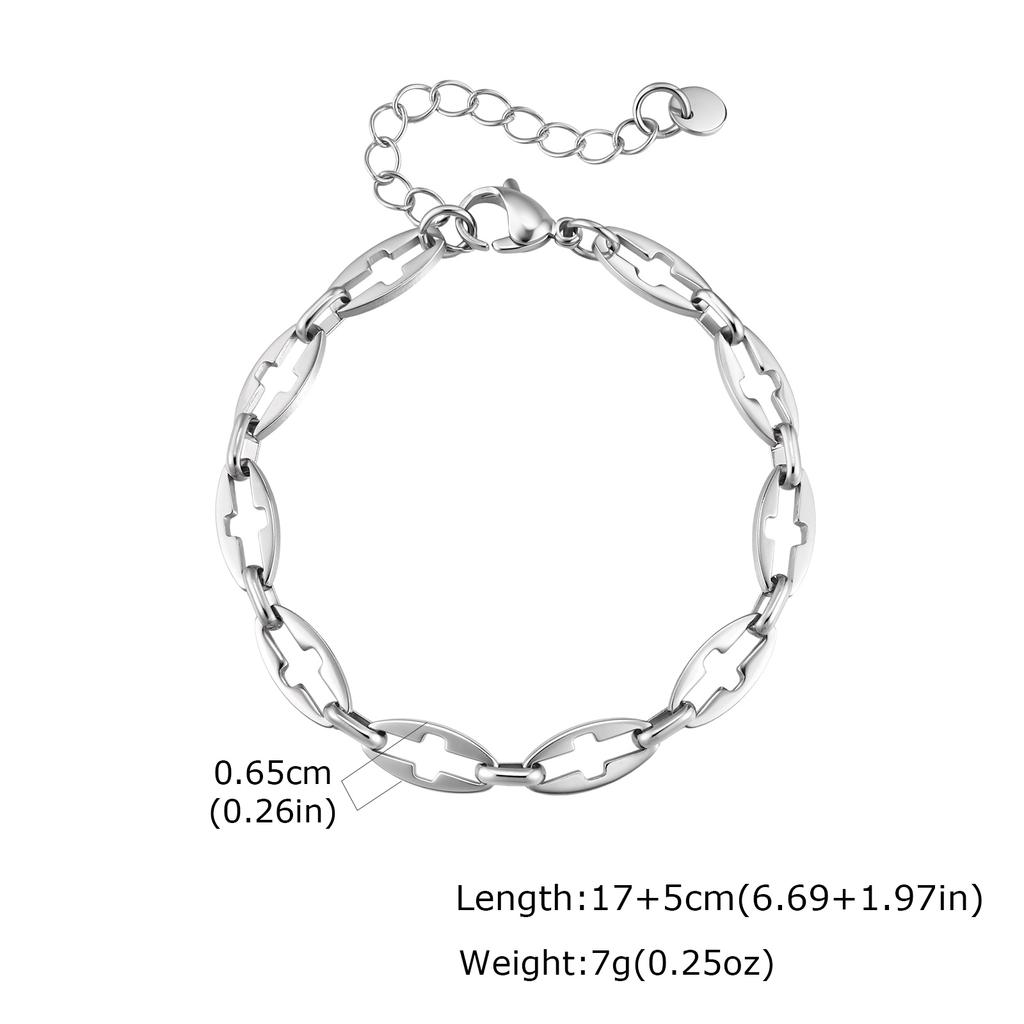 Fashion Silver Color Hollow Cross Chain Bracelets for Men High Quality Stainless Steel Bracelet Waterproof Punk Jewelry Gift