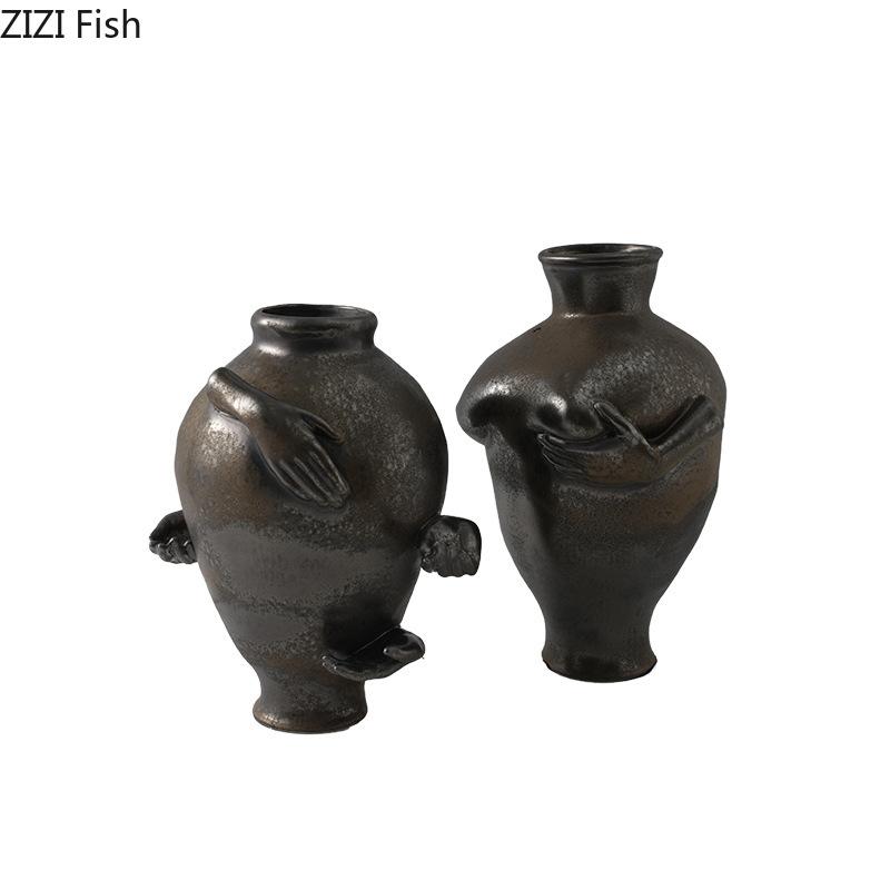 Abstract Art Character Chest Ceramic Vase Desk Decoration Flowers Arrangement Human Body Breast Vases Room Aesthetic Decor