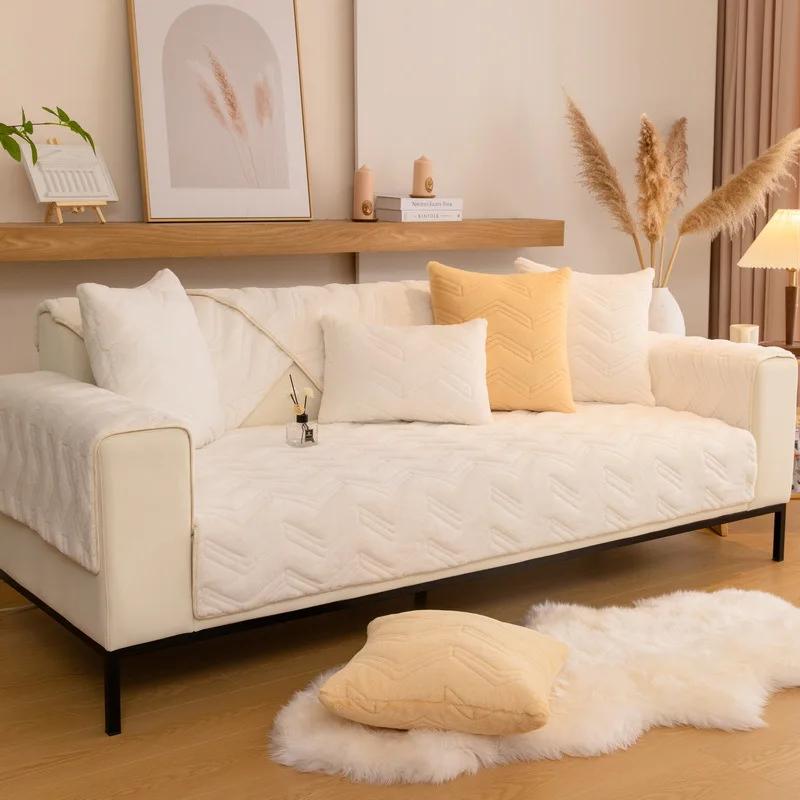 Simple Autumn And Winter Padded Sofa Cushion Plush Sofa Cushion Cover Towel Modern Simple Non-Slip Winter Warm Sofa Cushion