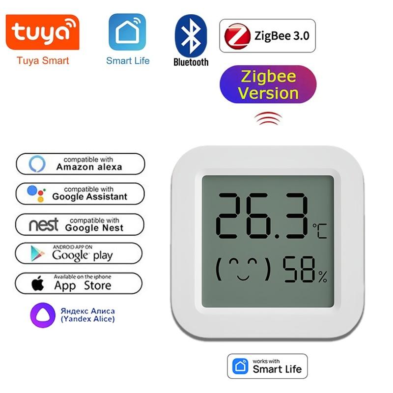 Tuya Zigbee Bluetooth Temperature Humidity Sensor LCD Thermometer Mini Smart Electric Hygrometer Google App Remote Control Home