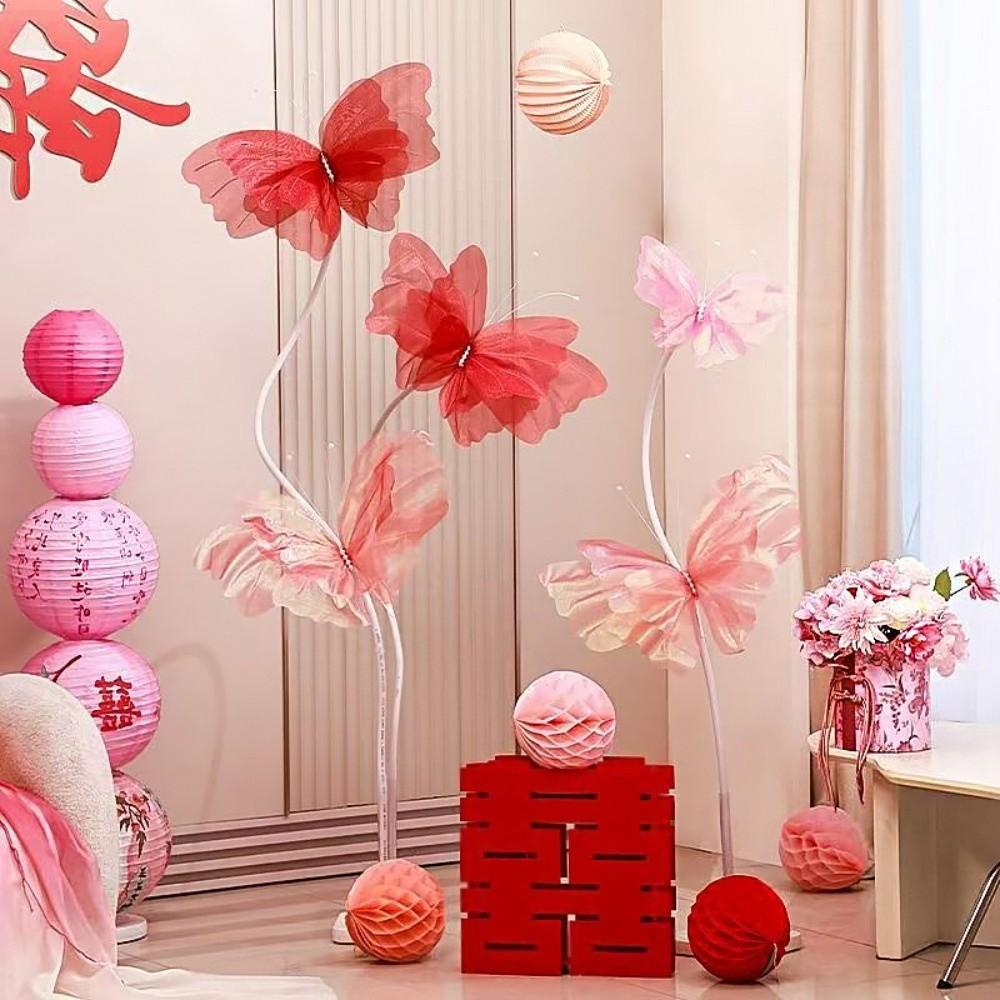 50cm Big Size Wedding Butterfly Ornament Large Simulation Hanging Gauze Butterfly  Wedding Scene