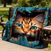 1pc Cat Breakthrough Outdoor Blanket Soft Flannel Cozy for Travel & Camping All Season