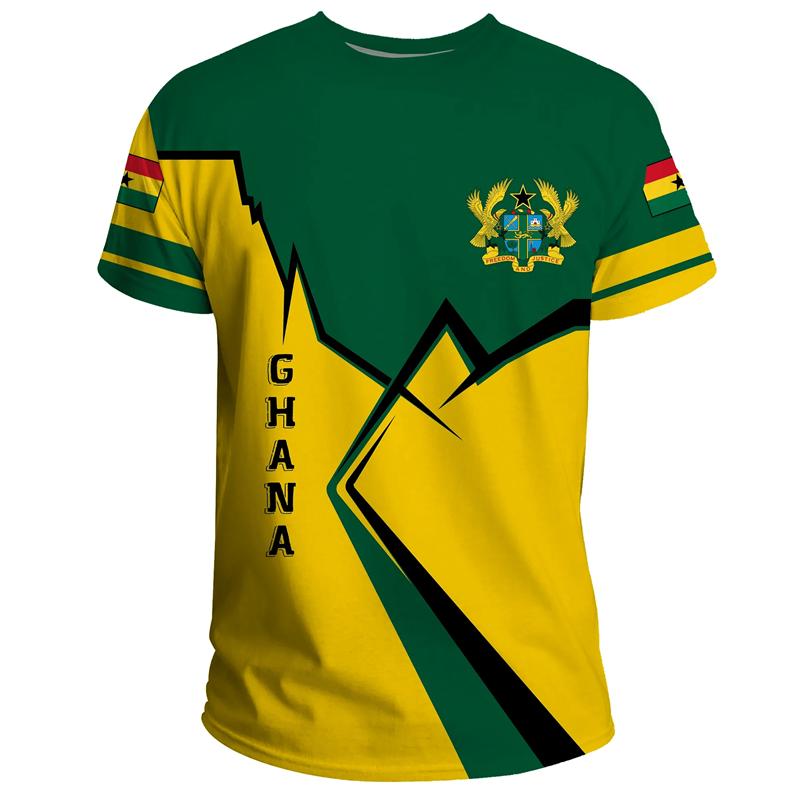 African Ghana T-shirt Fashion 3D Printed Coat Of Arms T Shirts For Men Casual Round Neck Tees Summer Sports Tops Short Sleeves