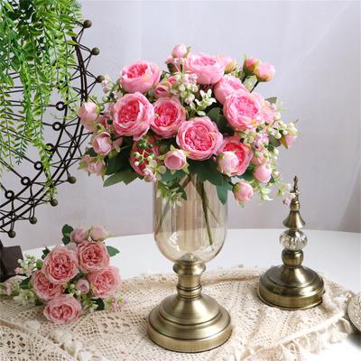 5 Bundles Artificial Peony Flowers Rose Home Party Wedding Decorative Fake Roses Bouquet