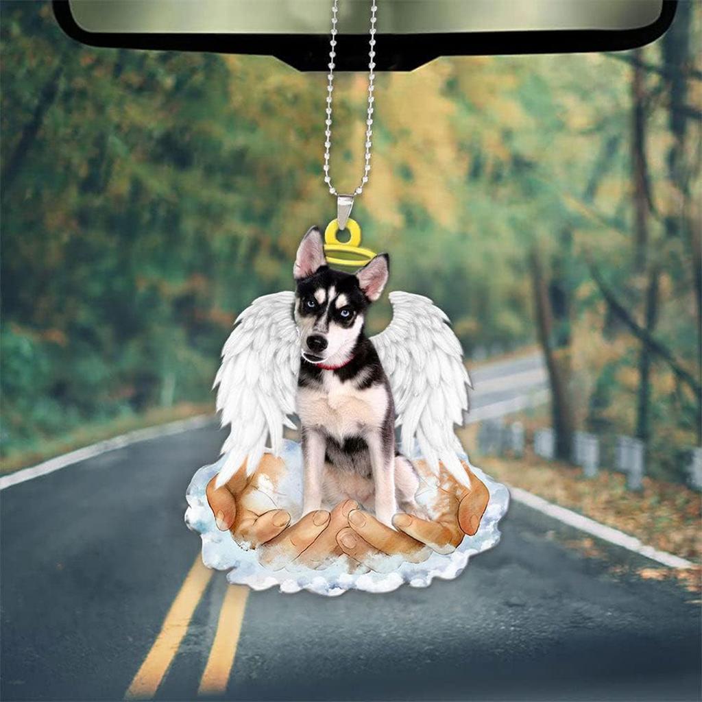 Portable Christmas Acrylic Ornament Lovely Angel Dog Pendant for Holiday Home and Office Decoration