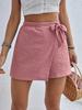 Solid Color French High Waist Shorts with Comfortable Bow Decoration