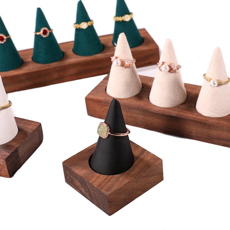 1 Stück Antik Nussbaum Massivholz Spitzfinger Ringständer Kegel Armbandständer Heim Schmuckladen Ausstellungsständer