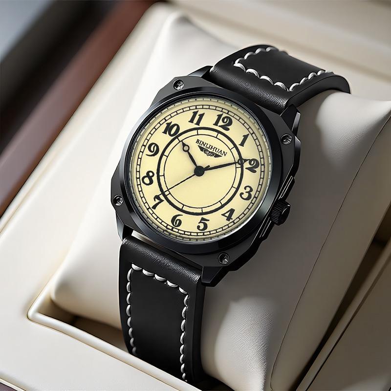 

Мужские часы JYL Простые Кварцевые Для Повседневной Носки Кожаный Ремешок [Men s Black Leather] императорский синий