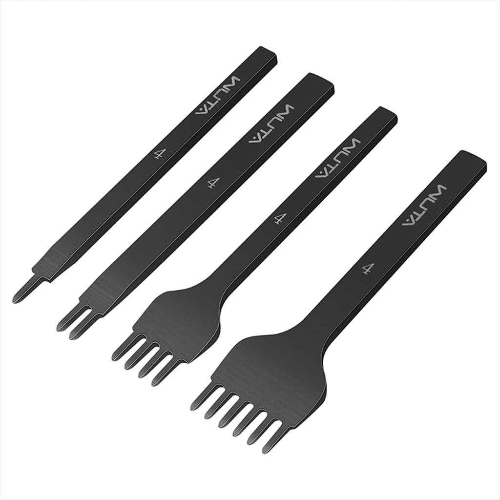 WUTA First Generation Leather Craft Diamond Upgraded Leather Craft Black Steel Hole Punch Set for DIY Leather Crafts Punch, Tool, 4-Piece (4mm,