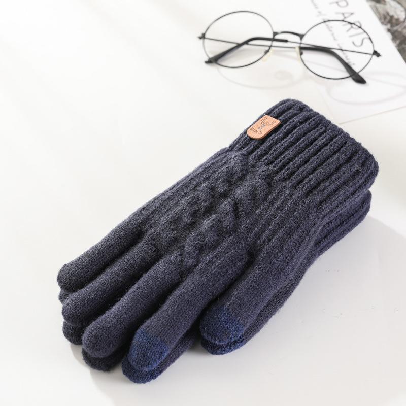 Unisex Korean Thick Knitted Wool Touchscreen Gloves for Autumn & Winter