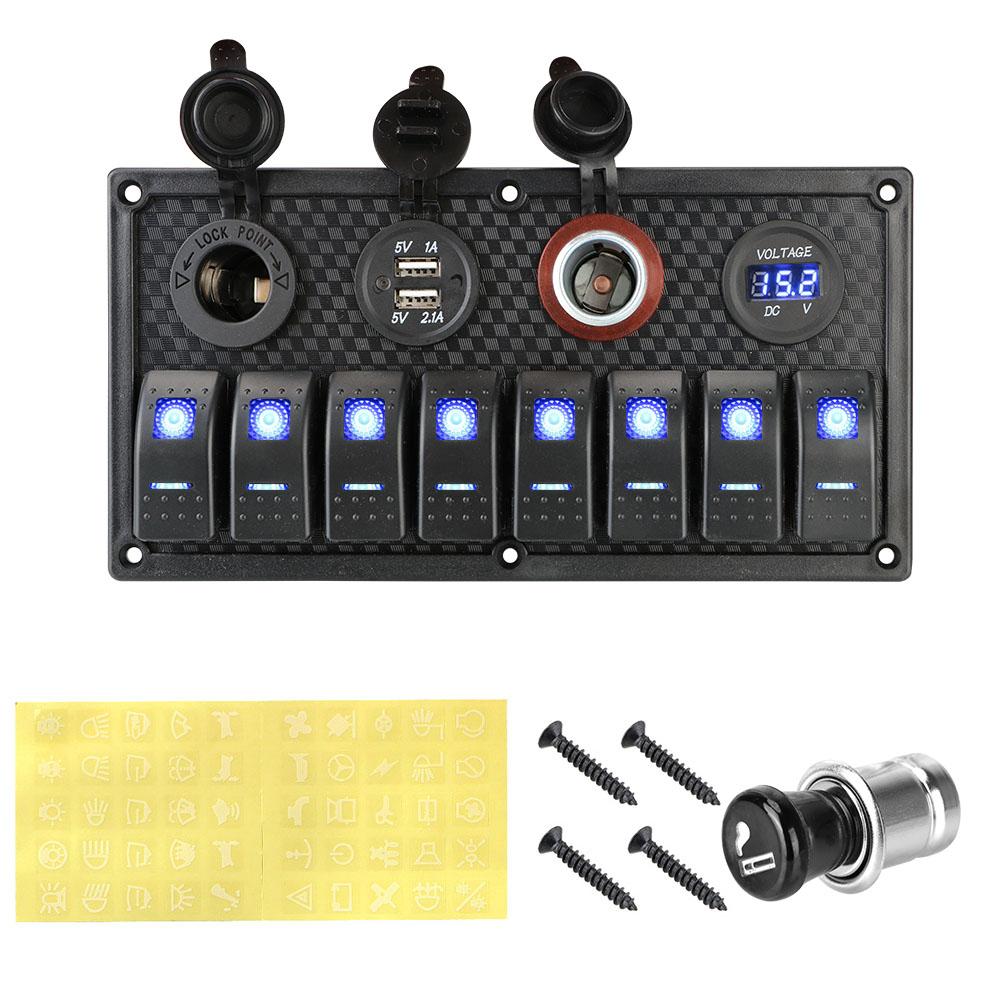 24V 12V Switch Panel 8 Buttons Car Light Toggle USB Chargers Power Adapter Caravan Accessories for Boat Van Truck Trailer Marine Battery Switches5