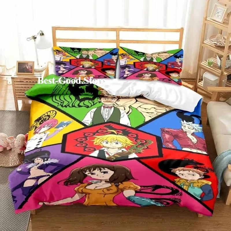 Nouvel Anime Les Sept Péchés Capitaux Al Saison Ensemble Lit Jumeau Ensemble de Linge de Lit Imprimé Avec Taie d'Oreiller Lit Doux Housse de Couette Douce Simple Double