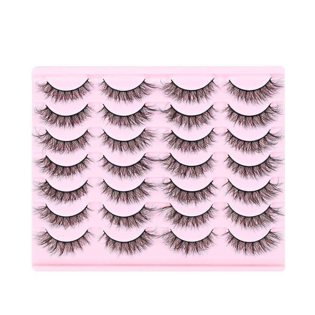 2026 European and American Fried Eyelashes 14 Pairs of Thick Curled Natural Three-dimensional Eyelashes