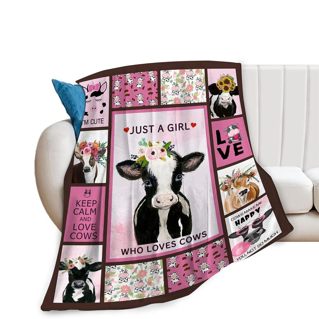 Cow Print Flannel Blanket Cartoon Blanket Nap Blanket