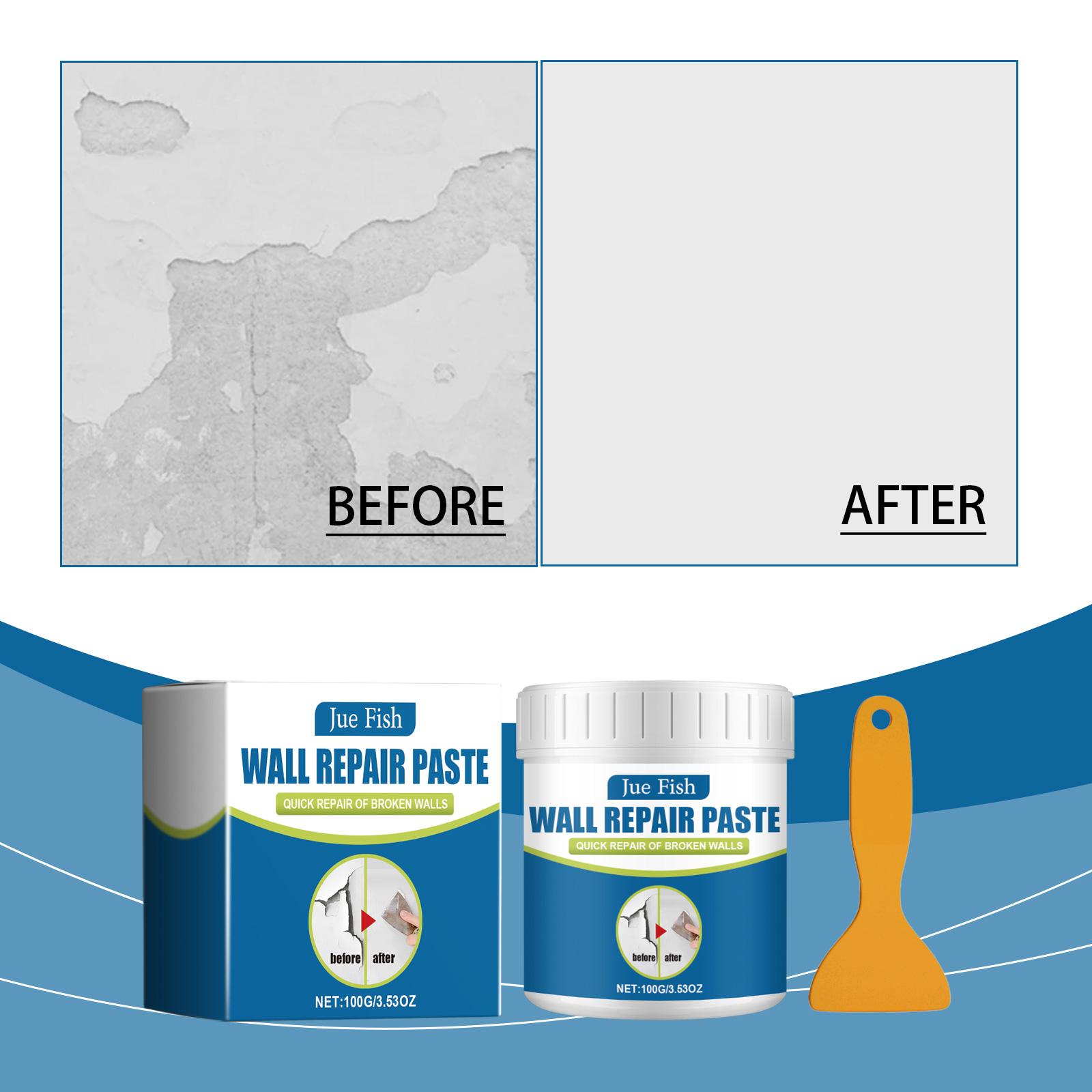 Wall Repair Paste Set with Spatula - Easy-to-Use, No-MixingFormula ldeal for Home Wall Fixes White Color Long-Lastin 100g