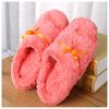 Domácí bavlněné pantofle Zimní protiskluzové Kryt prstů Teplé Bavlněné nazouváky Dámské plyšové S mašlí Domácí látkové pantofle