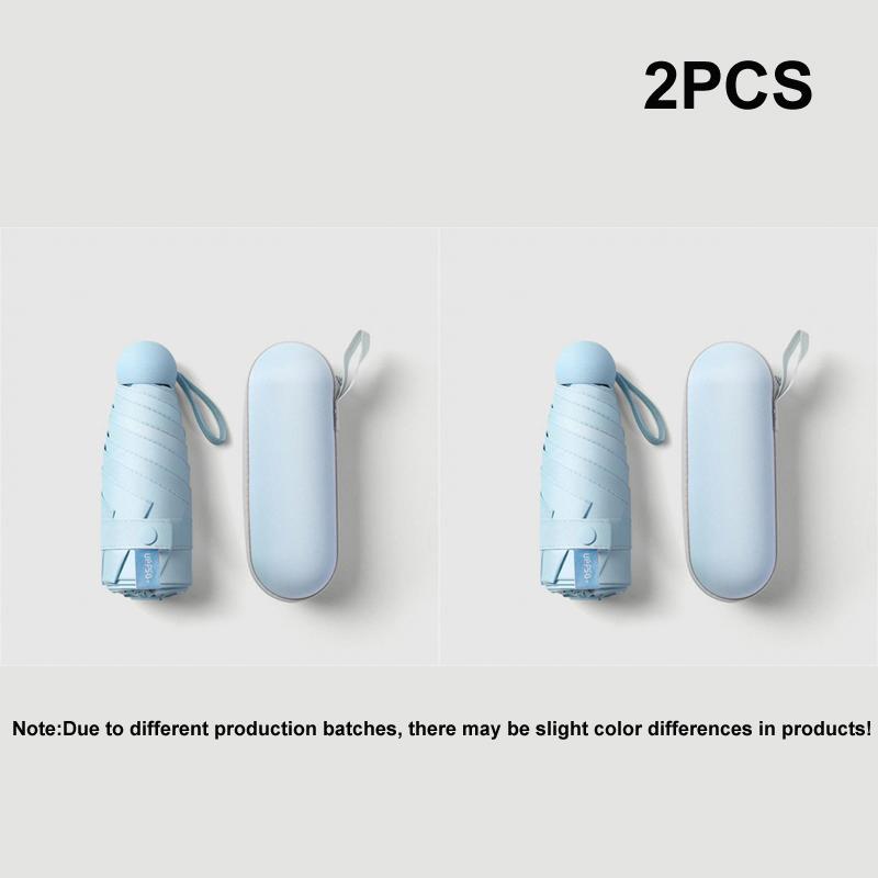 2pcs Portable Capsule Umbrella With Box, Dual Use Sunshade And Rain Protection Lightweight Folding Umbrellas For Office, Travel