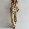 Yousheng Two Piece Matching Lounge Sets for Women Casual Off Shoulder Long Sleeve Top And Wide-Leg Pants Summer Boho Outfits