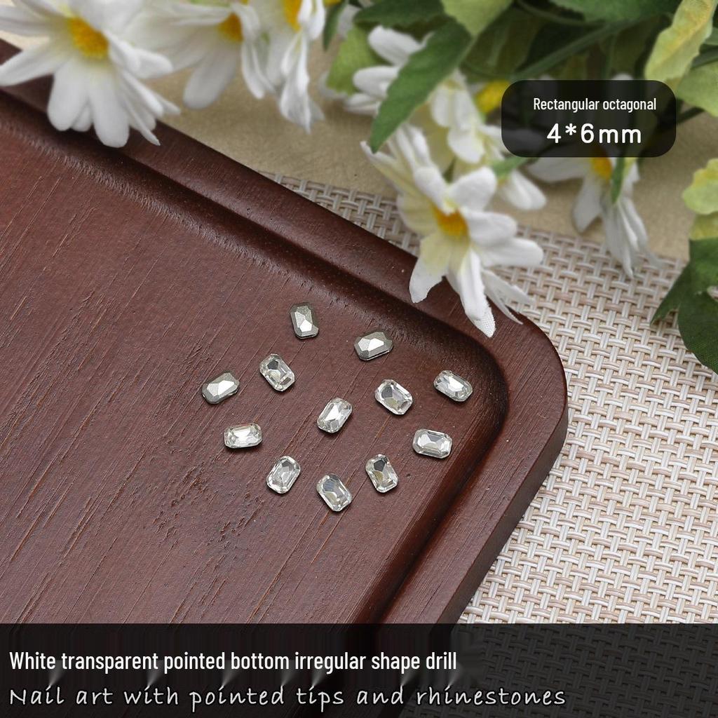 Nail Art Rhinestones: Transparent Pointed Hearts, Axe Heads, Square Rock Candy - Super Shiny Press-on Decorations