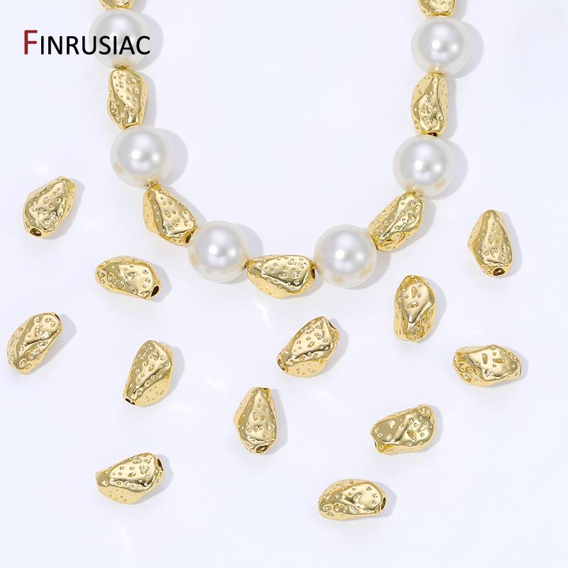 18K Gold Plated Brass Irregular Baroque Spacer Bead For Bracelet Necklace Making,Separate Bead For DIY Handmade Jewelry Material