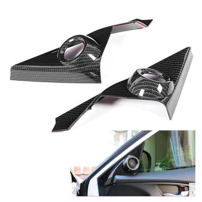2pcs A-Pillar Speaker Trim Cover Carbon Fiber Style Decoration Fit for Honda Civic 10th 2016 2017