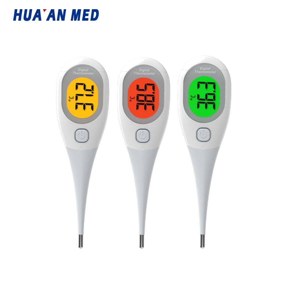 Huaan Med New Arrivals Large Tri-Color LCD Waterproof Baby Digital Thermometer ABS