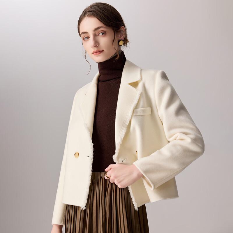 

TUHUANG Women s Cashmere Wool Blend Double-Faced Short Coat M (160/84A)