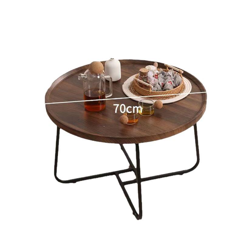Nordic Modern Minimalist Round Solid Wood & Iron Coffee Table for Living Room or Small Apartment