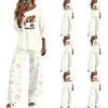 Women's Casual Color Two-Piece Set with Button Front Three-Quarter Sleeve Top and Wide Leg Pants