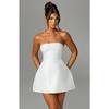 Sommer einfarbig trägerlos hohe Taille sexy Minikleid, Mode lässiges Partykleid für Damen