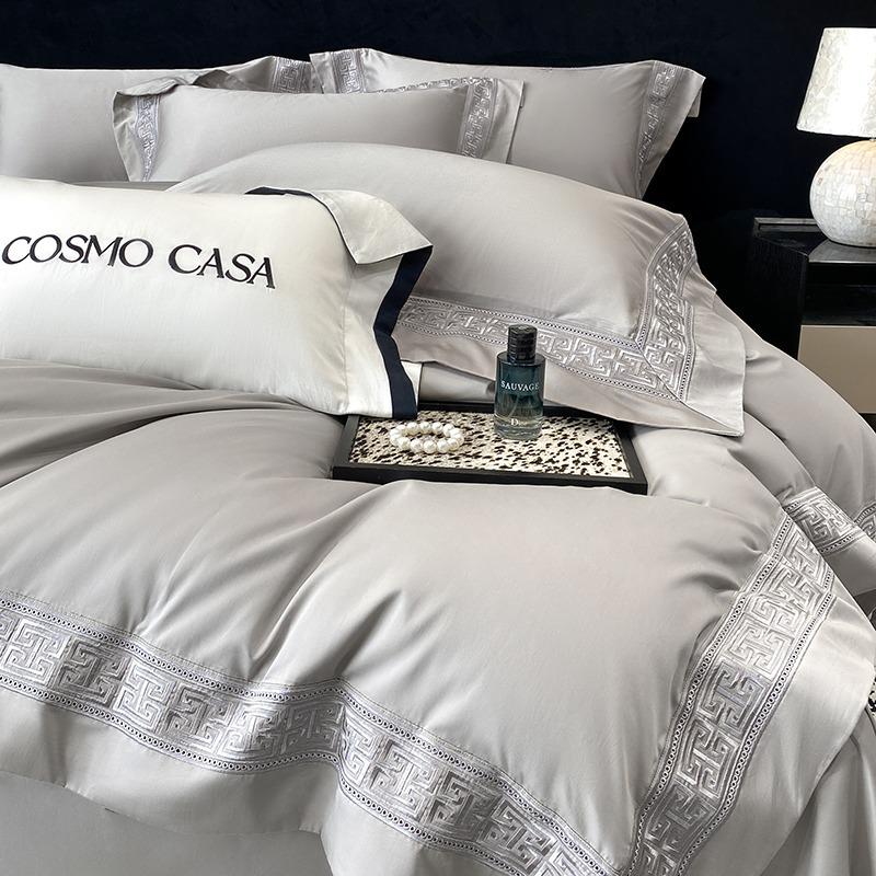 100% Cotton Long-Staple Flannel Embroidery 4-Piece Bedding Set - Mother & Baby Grade, All-Season