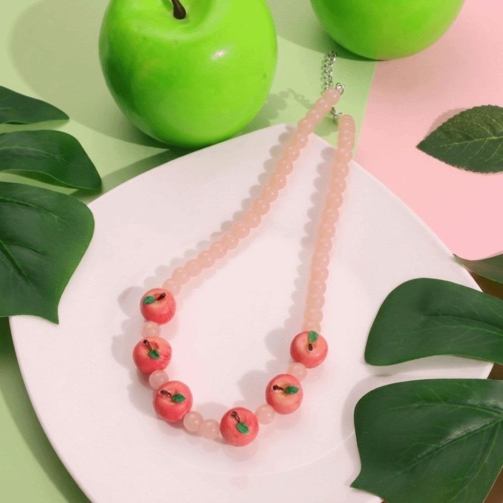 Layered Fruit Bead Necklace Stackable Retro Necklace Bohemian Colorful Choker Beach