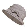 New rolled brim bow decorative temperament bucket hat women's summer literary and leisure sun protection sun hat