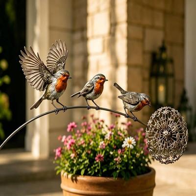 Rotkehlchen Gartenstecker Metall Rotkehlchen Hofornament Geschenke Rotkehlchen Gartenstecker Garten Vogel Dekoration