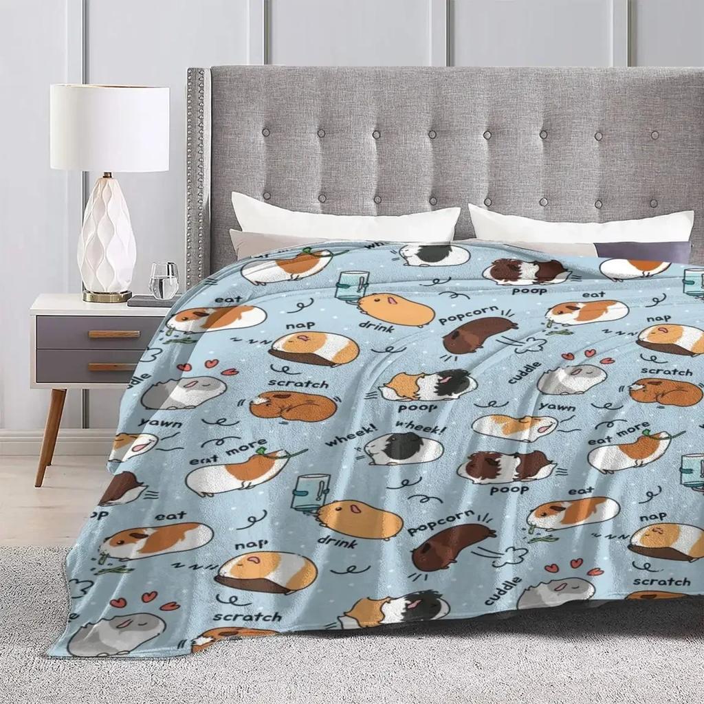 Warm Soft Blanket Picnic Guinea Pig Bedding Throws Funny Animal Flannel Bedspread Living Room Novelty Sofa Bed Cover