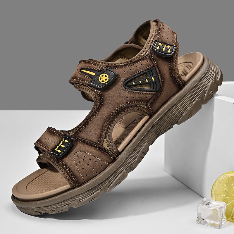 

Изъятие высококачественных кожаных спортивных сандалий для мужчин, чтобы носить открытую пляжную обувь 38