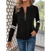 T-shirt da donna con stampa creativa, zip e maniche lunghe, traspirante, morbida e confortevole, adatta per l'abbigliamento casual tutto l'anno