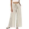 Women’s High Waist Wide Leg Striped Pants with Adjustable Drawstring Waistband and Relaxed Fit for Casual Wear