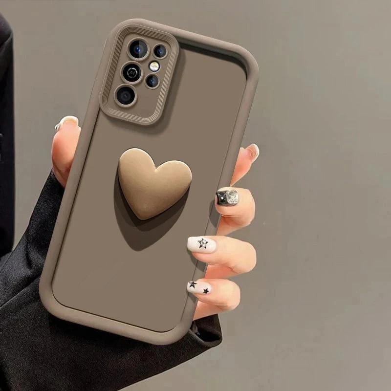 Urocze etui 3D z sercem miłości na telefon Samsung Galaxy S25 S24 Ultra S22 S23 Plus A53 A52 A54 A15 A35 A55 A06 A36 A56 Silikonowe etui