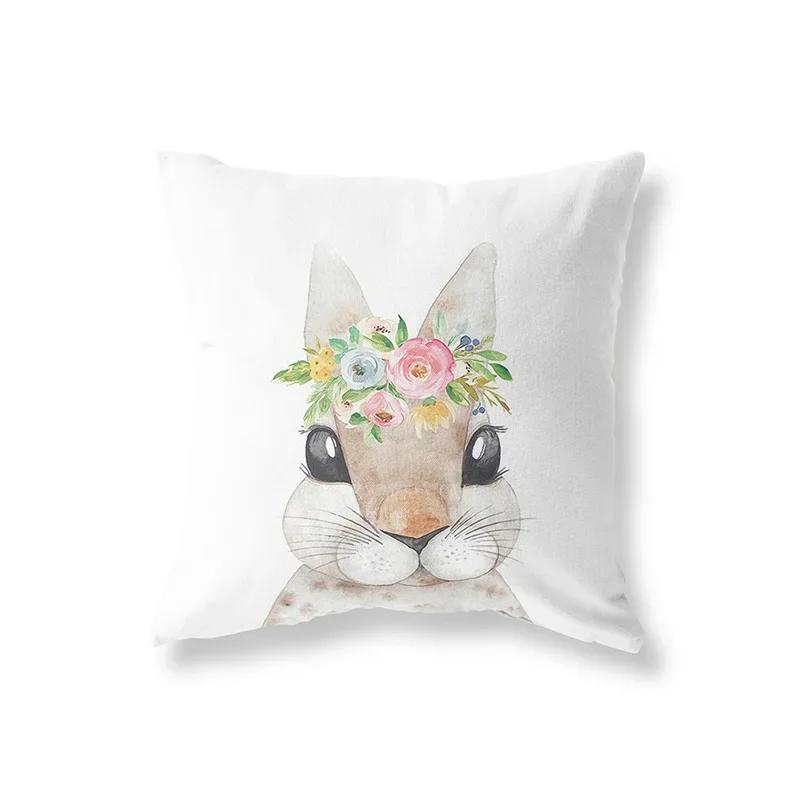 Cute Rabbit Giraffe Animals Children Room Decor Polyester  Cushion Cover Sofa Pillow  Home Decoration Throw Pillowcase