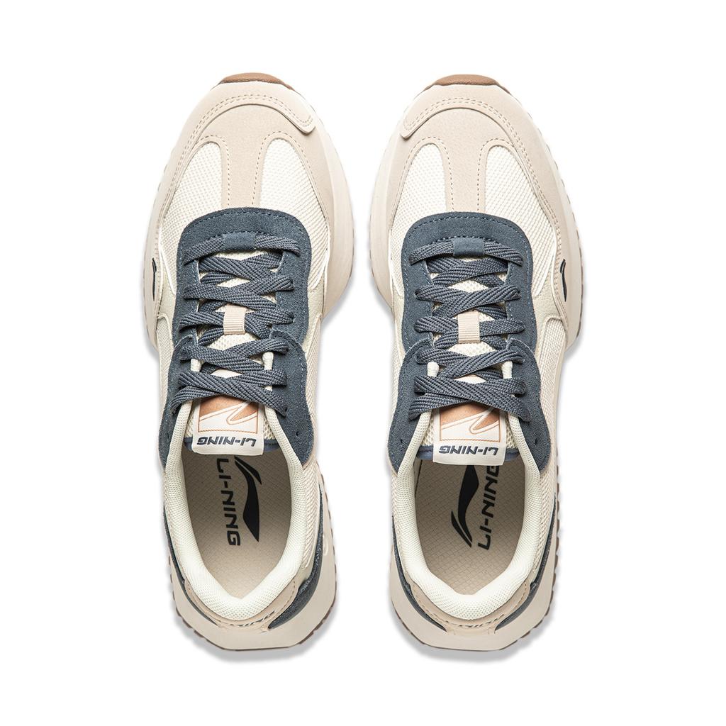 Li Ning Zaiwu Cushioning Slip Resistant Abrasion Resistant Height Increasing Low top Casual Shoes Men's White Gray Blue AGCV469-3