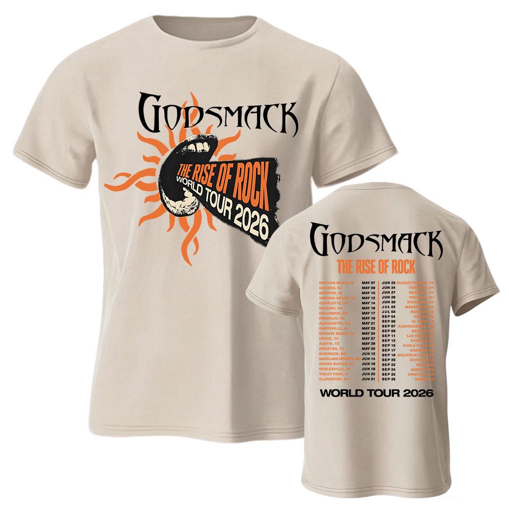 The Rise of Rock World Tour 2026 Tee GODSMACK Design Graphic Merch Short Sleeve Cotton Loose T-shirt Fashion Men Women Tshirts