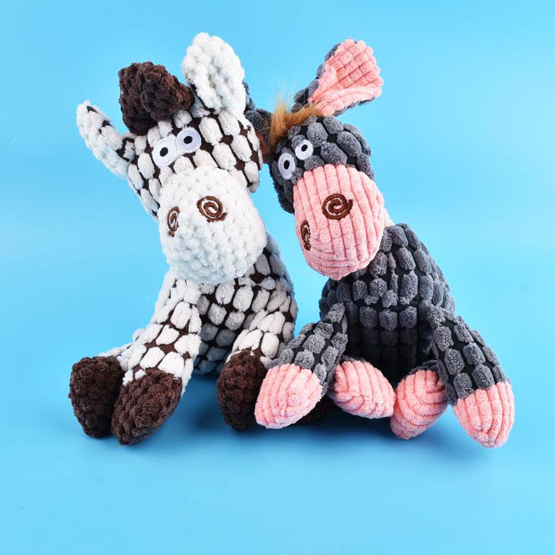 Dog Plush Toy Animals Shape Bite Resistant Squeaky Toys Corduroy Dog Toys for Small Large Dogs Puppy Pets Training Accessories