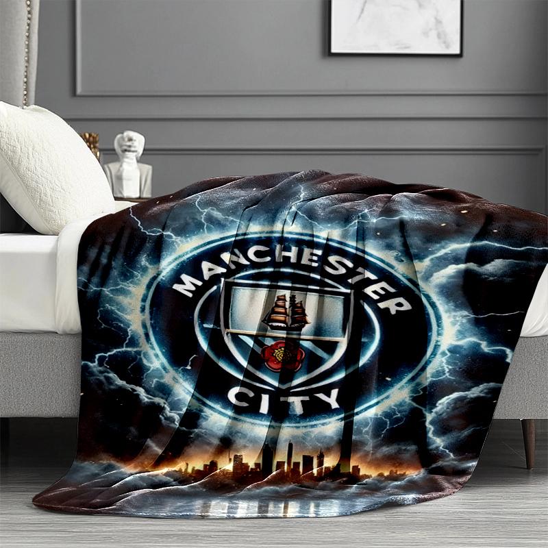 Manchester City FC Print Blanket - Soft & Comfortable, for Bedroom, Travel, Sofa, Home Decoration - Birthday Christmas Gift for Friend