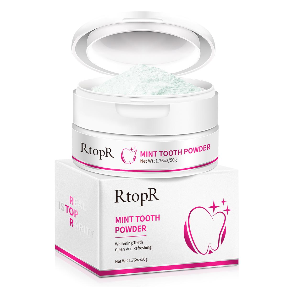 

RtopR Whitening Teeth Powder Mint Factor Reduces Oral Odor Spots Fresh Tone Care Gums 1pcs