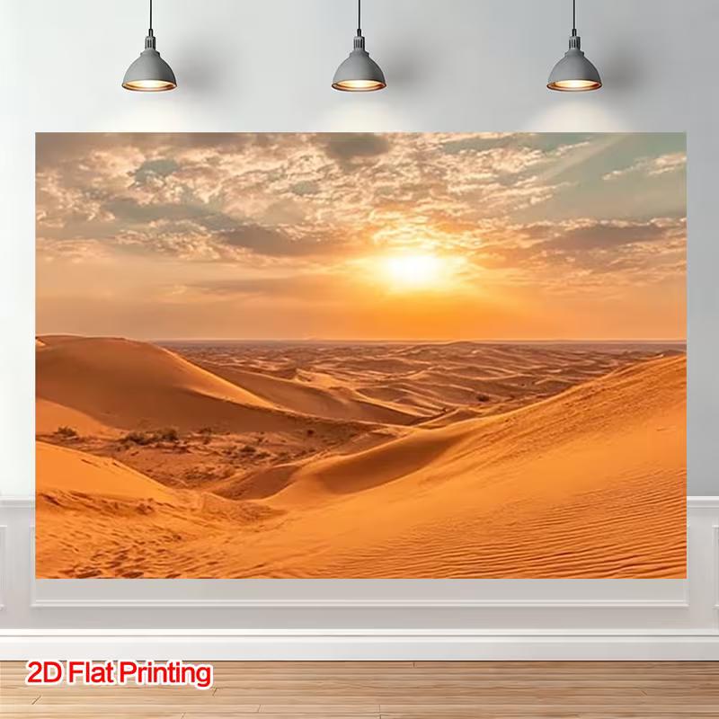 2D Warm Twilight Arid Desert Background for Arabian Travel Theme Birthday Decoration